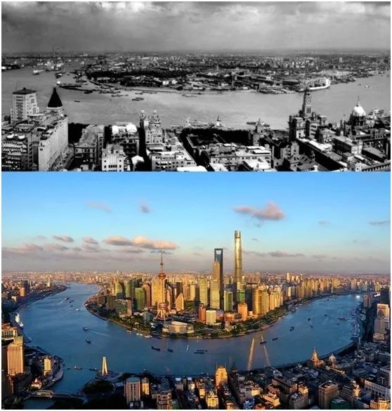 1990年(上)和2020年的浦东(图片来源:上海市外事办公室)