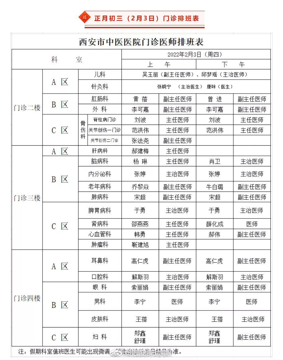 西安市中医医院2022年春节门急诊工作安排及2月3日休闲区蓝鸢梦想 - Www.slyday.coM 西安市中医医院2022年春节门急诊工作安排及2月3日休闲区蓝鸢梦想 - Www.slyday.coM