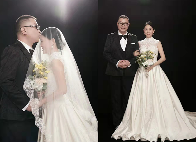 52岁尹相杰结婚照首曝光!老婆穿薄纱裙身材丰腴,两人搂腰亲吻