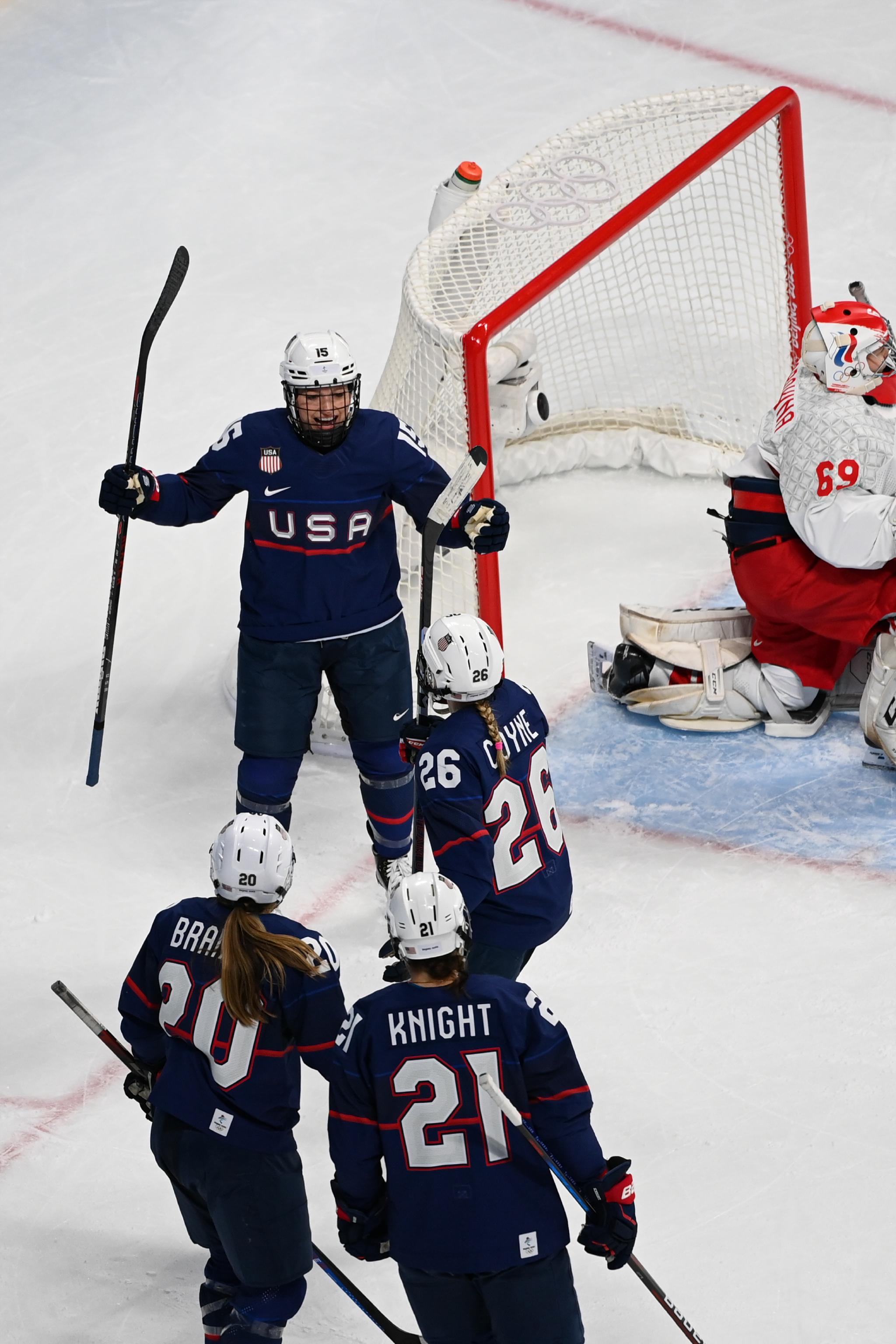 冰球女子小组赛美国队胜俄罗斯奥委会队