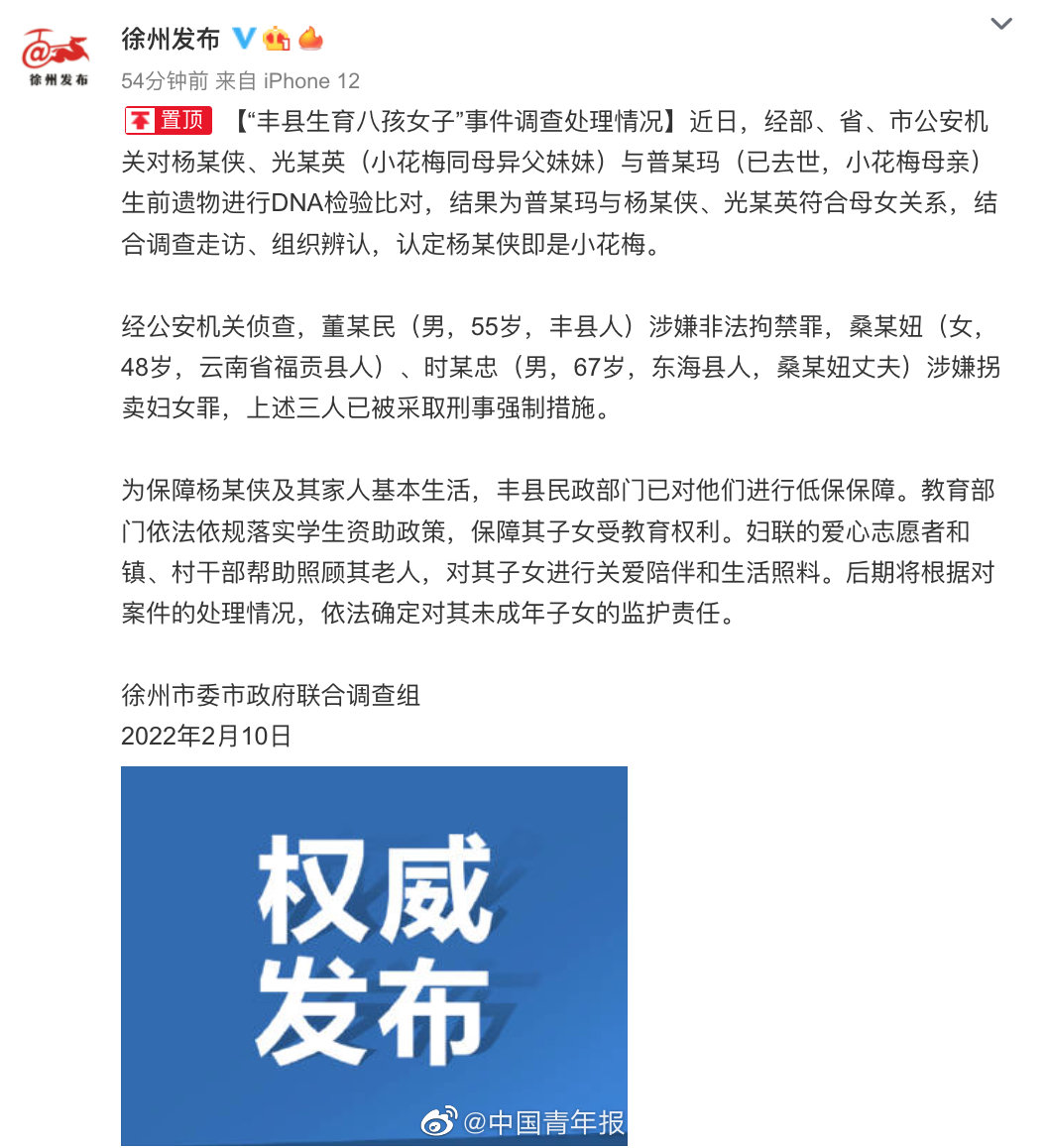 徐州公布“丰县生育八孩女子”事件调查处理情况：三人被采取刑事强制措施|生育|徐州市_新浪新闻