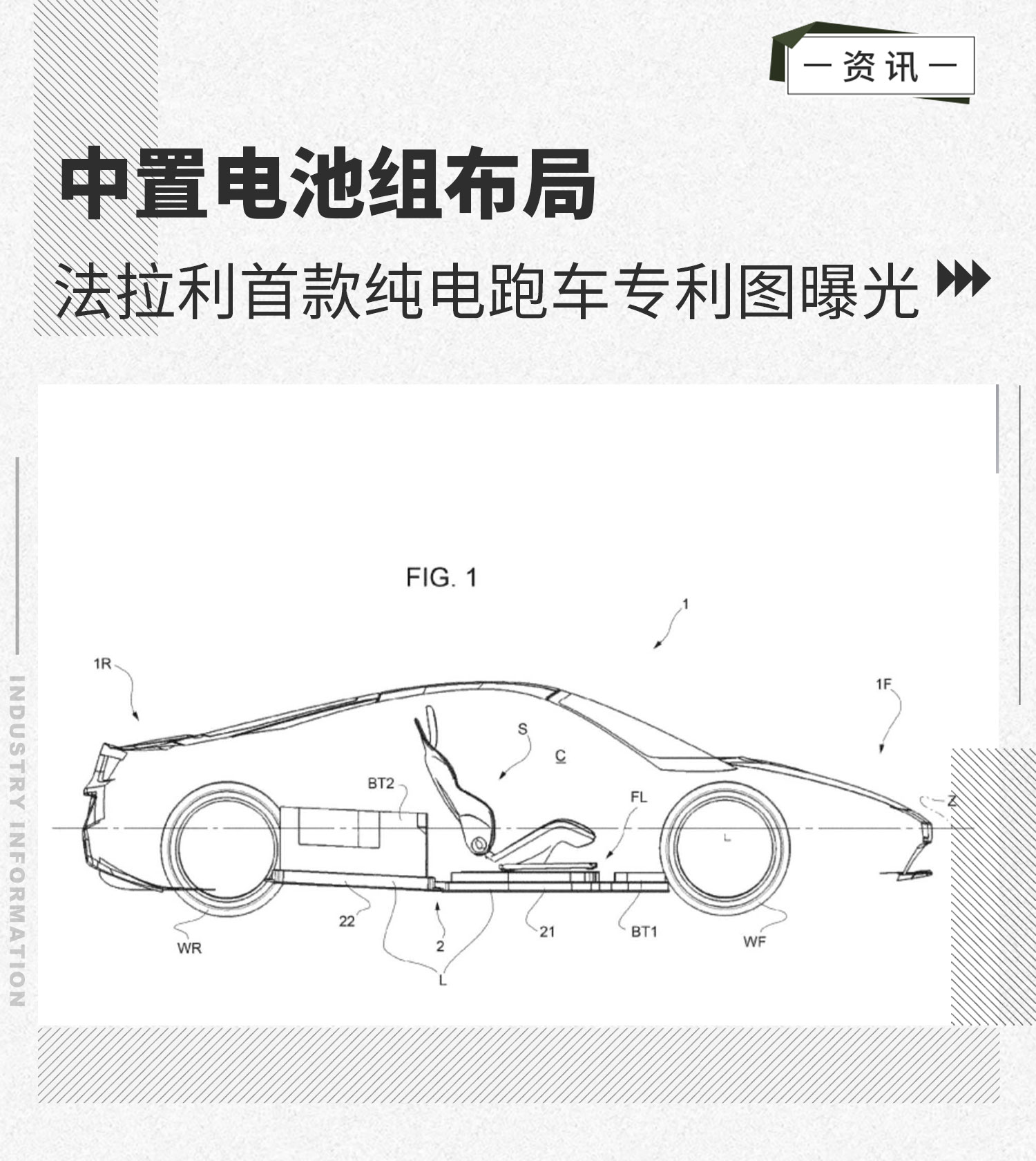 中置电池组布局 法拉利首款纯电跑车专利图曝光