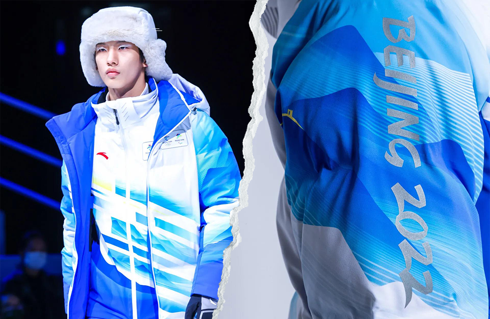 2022冬奥会蓝色羽绒服图片