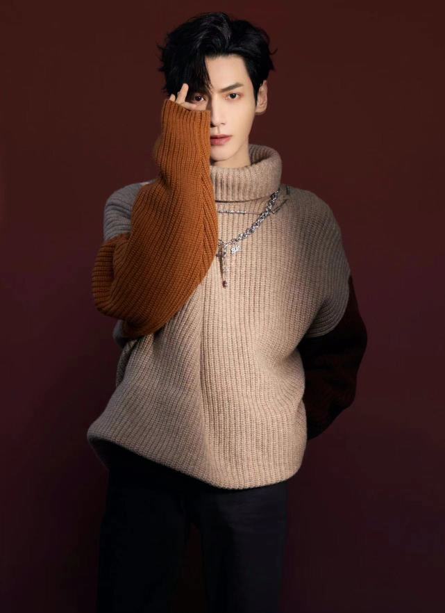 罗云熙这一身穿搭很有风度,拼色系针织衫穿出时尚感|罗云熙|针织衫