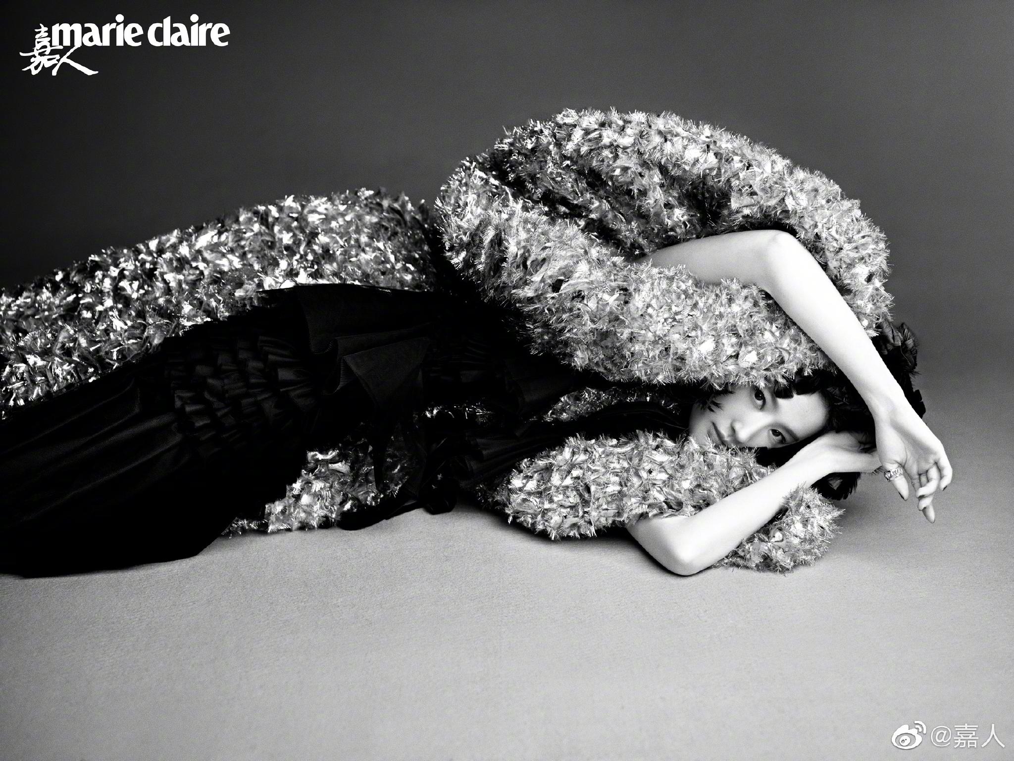 刘亦菲嘉人marieclaire三月刊封面大片黑长直发型
