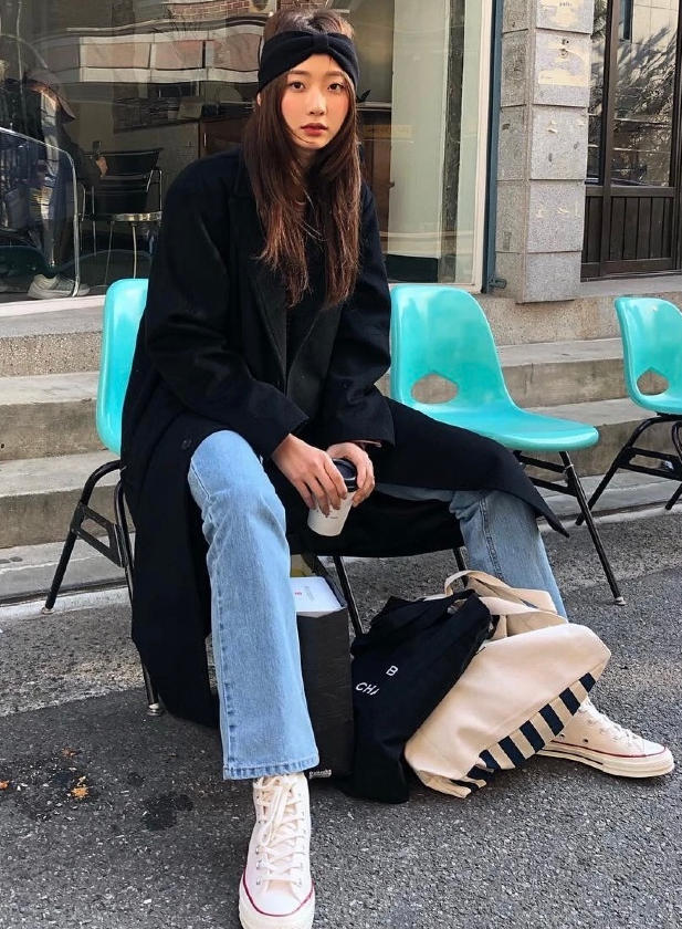 爱笑的韩系ins时尚博主jellabee温柔优雅大方带一点帅气的穿搭