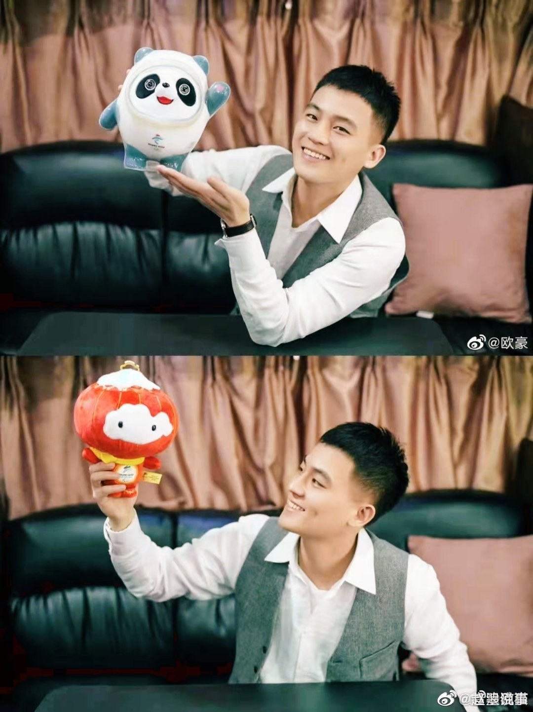 欧豪携一墩一融真的太可爱了