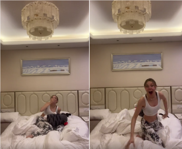 谷爱凌获奖床上兴奋蹦跳!撞到吊灯捂嘴太惊讶,穿短背心炫腹肌休闲区蓝鸢梦想 - Www.slyday.coM 谷爱凌获奖床上兴奋蹦跳!撞到吊灯捂嘴太惊讶,穿短背心炫腹肌休闲区蓝鸢梦想 - Www.slyday.coM