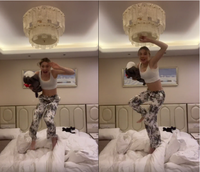 谷爱凌获奖床上兴奋蹦跳!撞到吊灯捂嘴太惊讶,穿短背心炫腹肌休闲区蓝鸢梦想 - Www.slyday.coM 谷爱凌获奖床上兴奋蹦跳!撞到吊灯捂嘴太惊讶,穿短背心炫腹肌休闲区蓝鸢梦想 - Www.slyday.coM