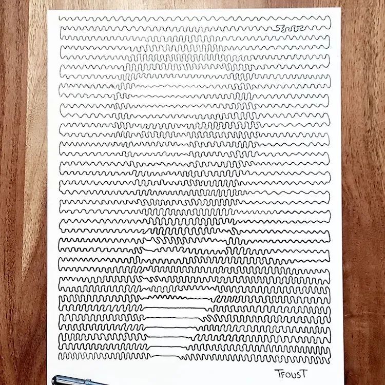 一根连续不断的线涂满整张纸面完成作品让人惊呆了