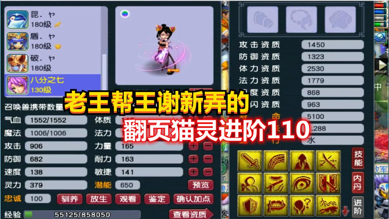 梦幻西游老王帮王谢新弄的翻页猫灵进阶110没想到竟这么顺利