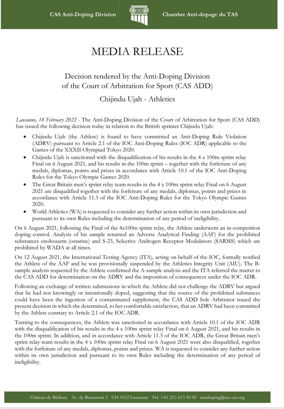 官宣！东京奥运会4X100接力英国成绩取消 中国队有望递补铜牌休闲区蓝鸢梦想 - Www.slyday.coM