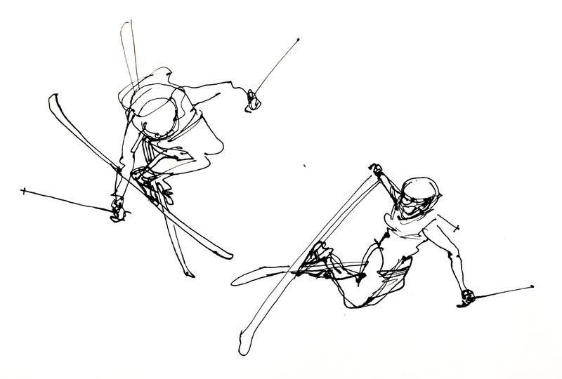双人滑冰速写图片