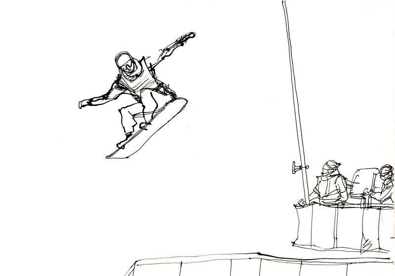 广州美院教授用速写定格谷爱凌的惊天一跳展现冬奥之美