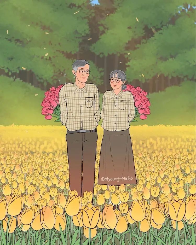 描绘了爱情最美的样子,是相爱到老|插画|爱情|艺术家_新浪新闻