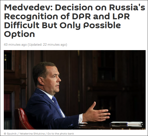 梅德韦杰夫：俄罗斯无需与乌克兰政府和平相处