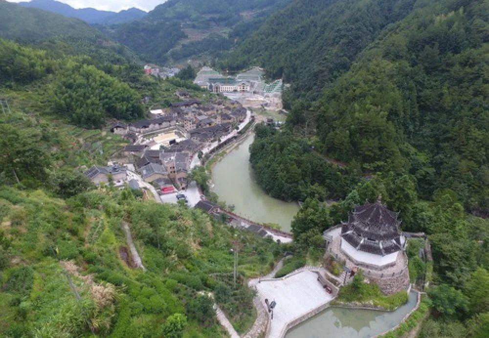 无人机拍摄的福建省寿宁县下党乡下党村鸟瞰图.