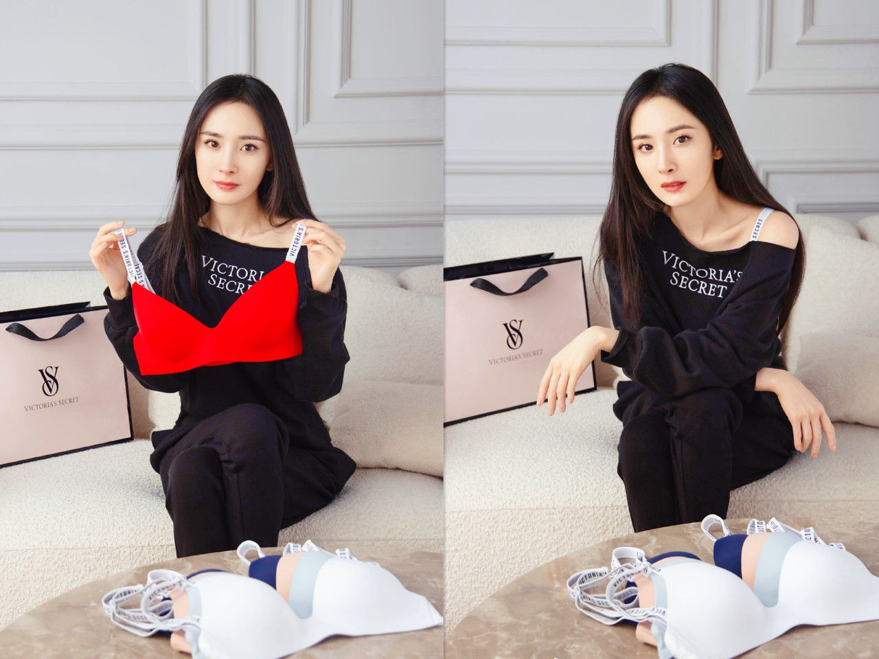 性感女王杨幂代言维多利亚的秘密既有魅惑红又有神秘黑