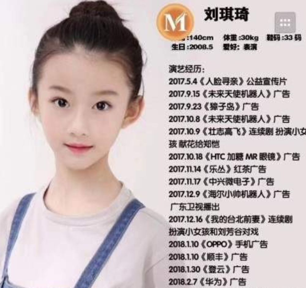 刘琪锜2015年出道,饰演的都是女主角的少女时代,比如《邓丽君之我只