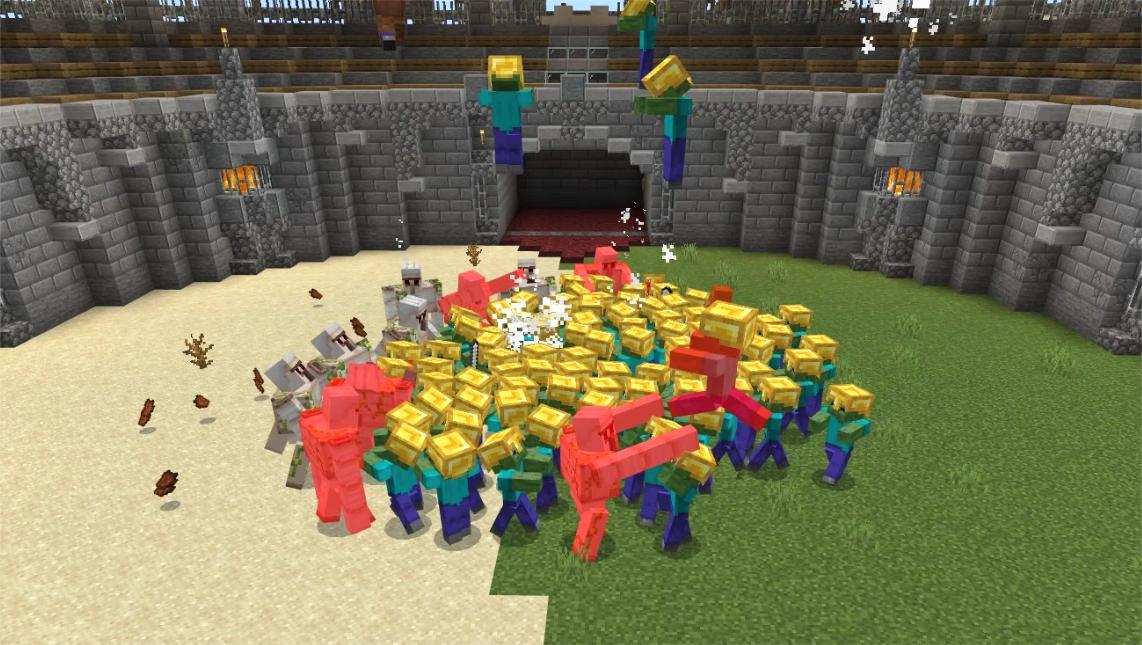 我的世界怪物竞技场10个铁傀儡大战100个僵尸谁更强