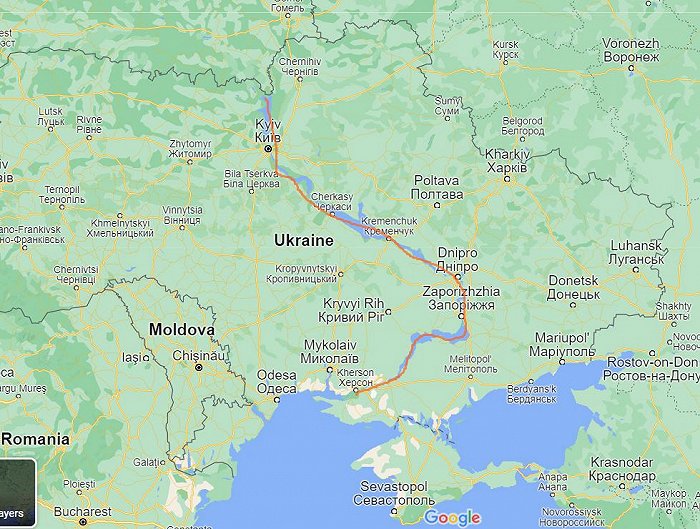 第聂伯河.图片来源:谷歌地图