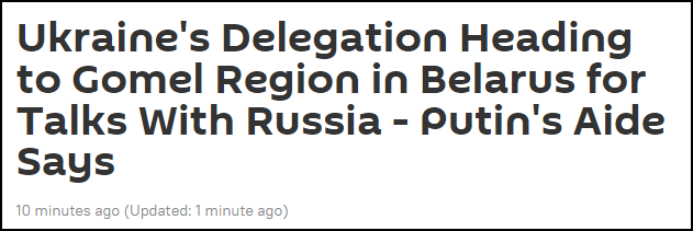 最后关头，俄方：乌代表团同意赴白俄罗斯谈判休闲区蓝鸢梦想 - Www.slyday.coM