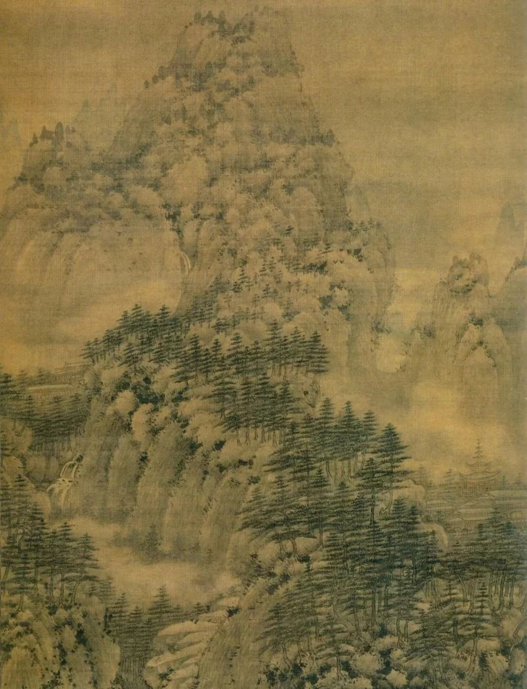 名画记巨然万壑松风图各种松树百姿千态