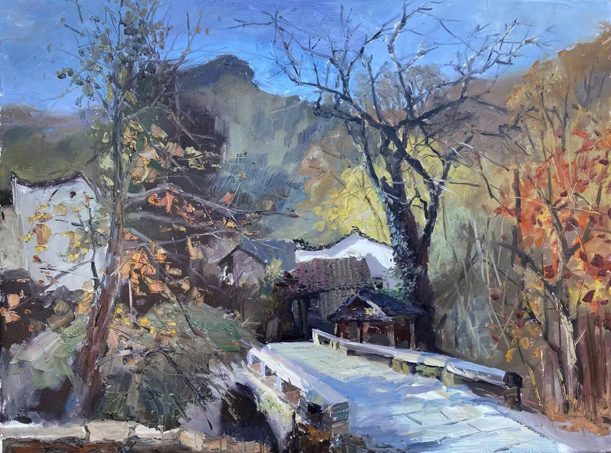 「写生作品」回望深秋婺源,五彩斑斓,油画家汪志高作品欣赏|油画|油画