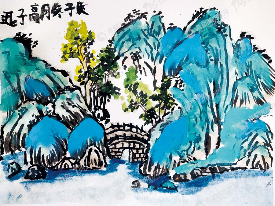 纵笔挥洒墨彩飞扬学生国画作品欣赏写意山水