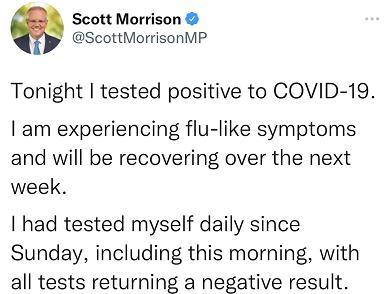 澳大利亚总理莫里森新冠阳性 自称出现流感症状