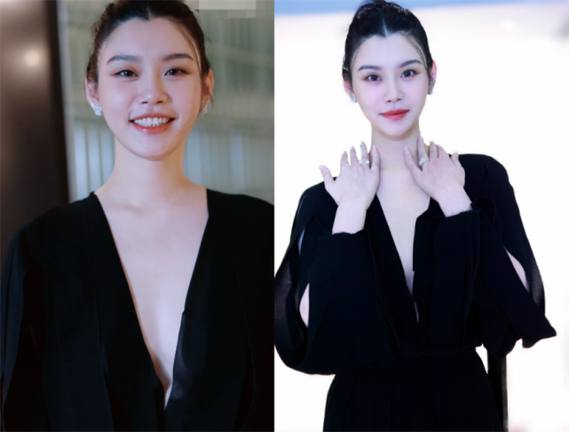 奚梦瑶产后三个月复工脸型变圆润不少精修图与无修图差距明显
