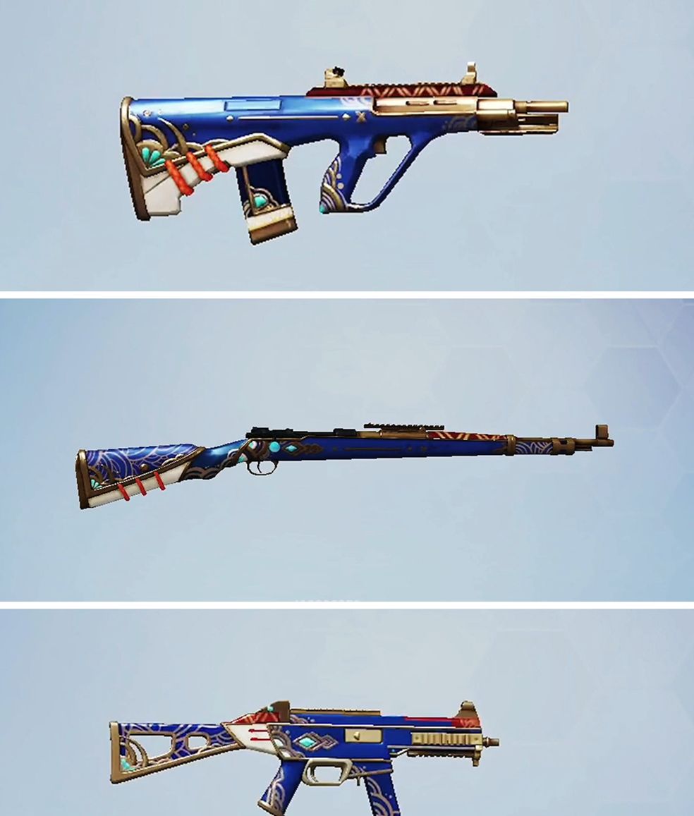 最后来看一下与"灵符少年"同一个主题的武器皮肤,它们分别是aug,98k