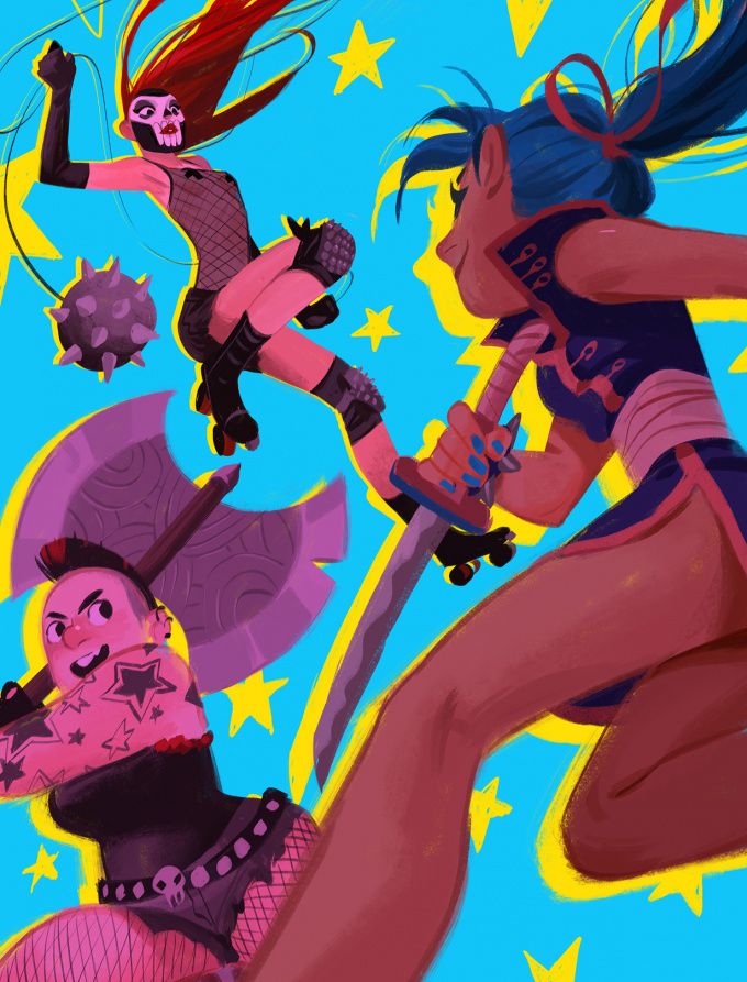 美漫风格的概念人物角色插画把角色的特征放大到极度的明显