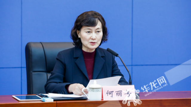 何丽芳回答记者提问.