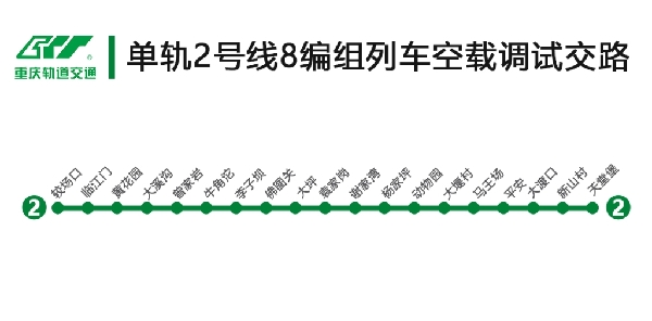 提高线路运能重庆单轨2号线8编组列车进行空载调试