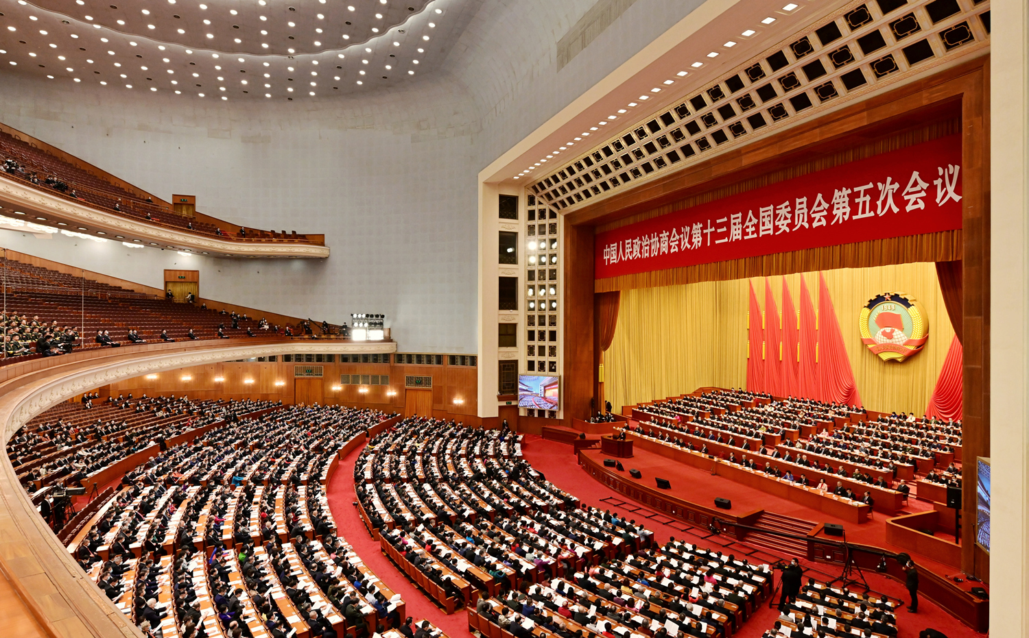 2022年3月4日15时,北京,全国政协十三届五次会议开幕会在人民大会堂
