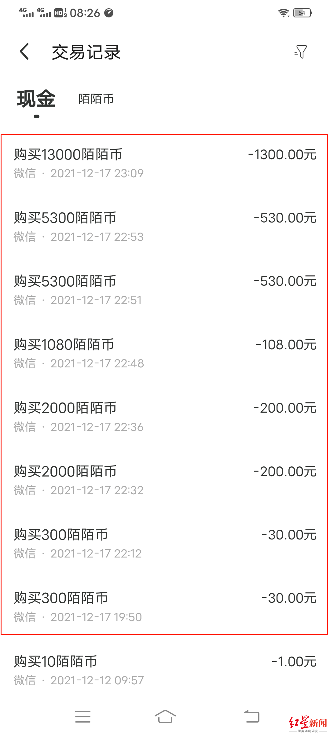 网友提供交易记录