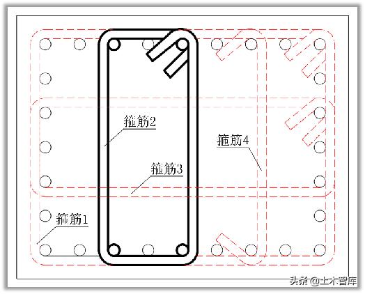 箍筋4都是内箍筋,顾名思义,里面的箍筋就是内箍筋,其中箍筋4是单肢箍