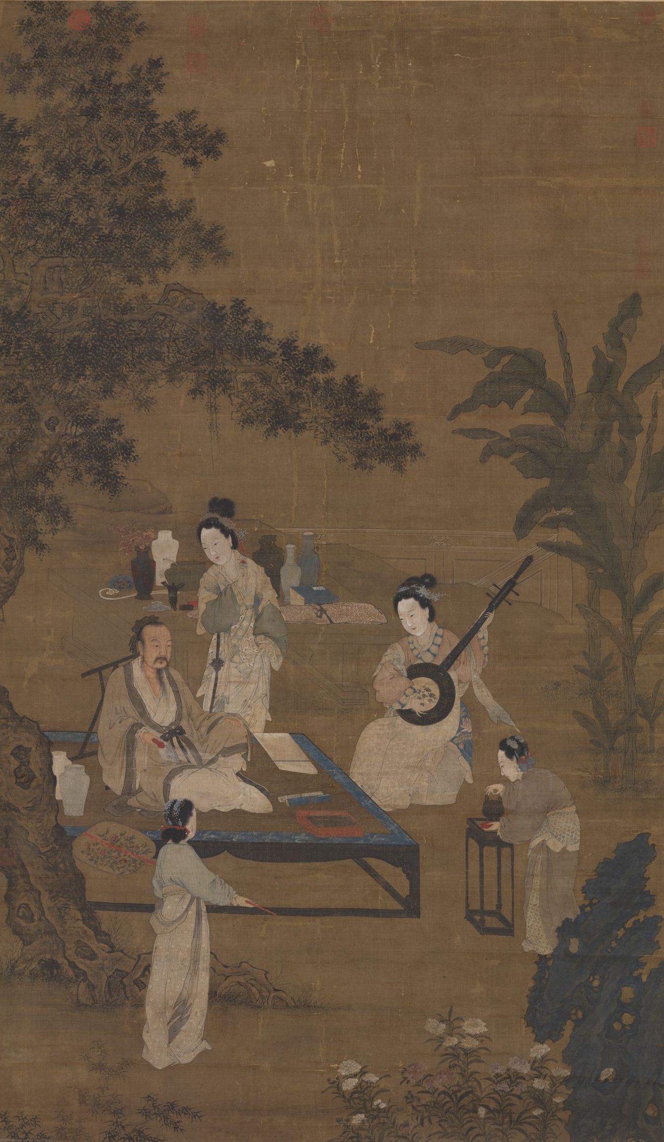 故宫藏画里的她或乘鸾或理妆或听阮或奏乐