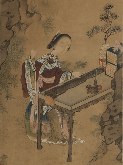 清&nbsp; 钱淇 仕女轴(局部)