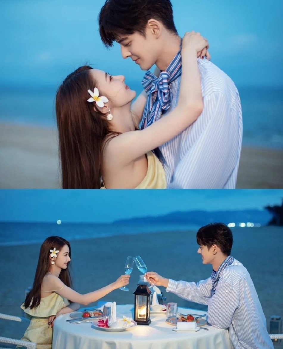 郭品超马泽涵婚纱照海边拥抱甜蜜喂食恩爱甜蜜