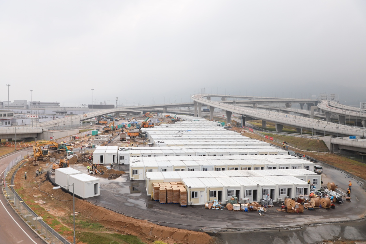 港珠澳大橋方艙醫院航拍。 中國建築國際集團 圖