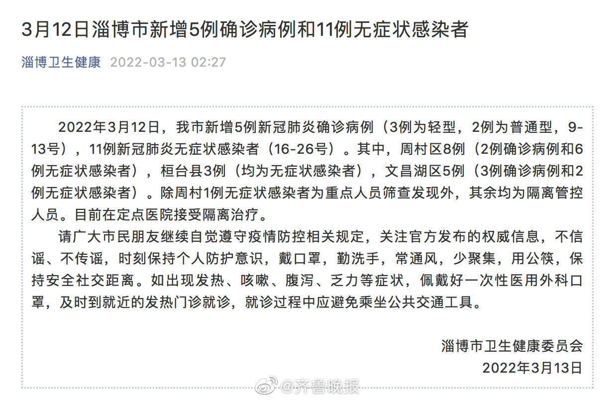 3月12日淄博市新增确诊病例及无症状感染者情况休闲区蓝鸢梦想 - Www.slyday.coM