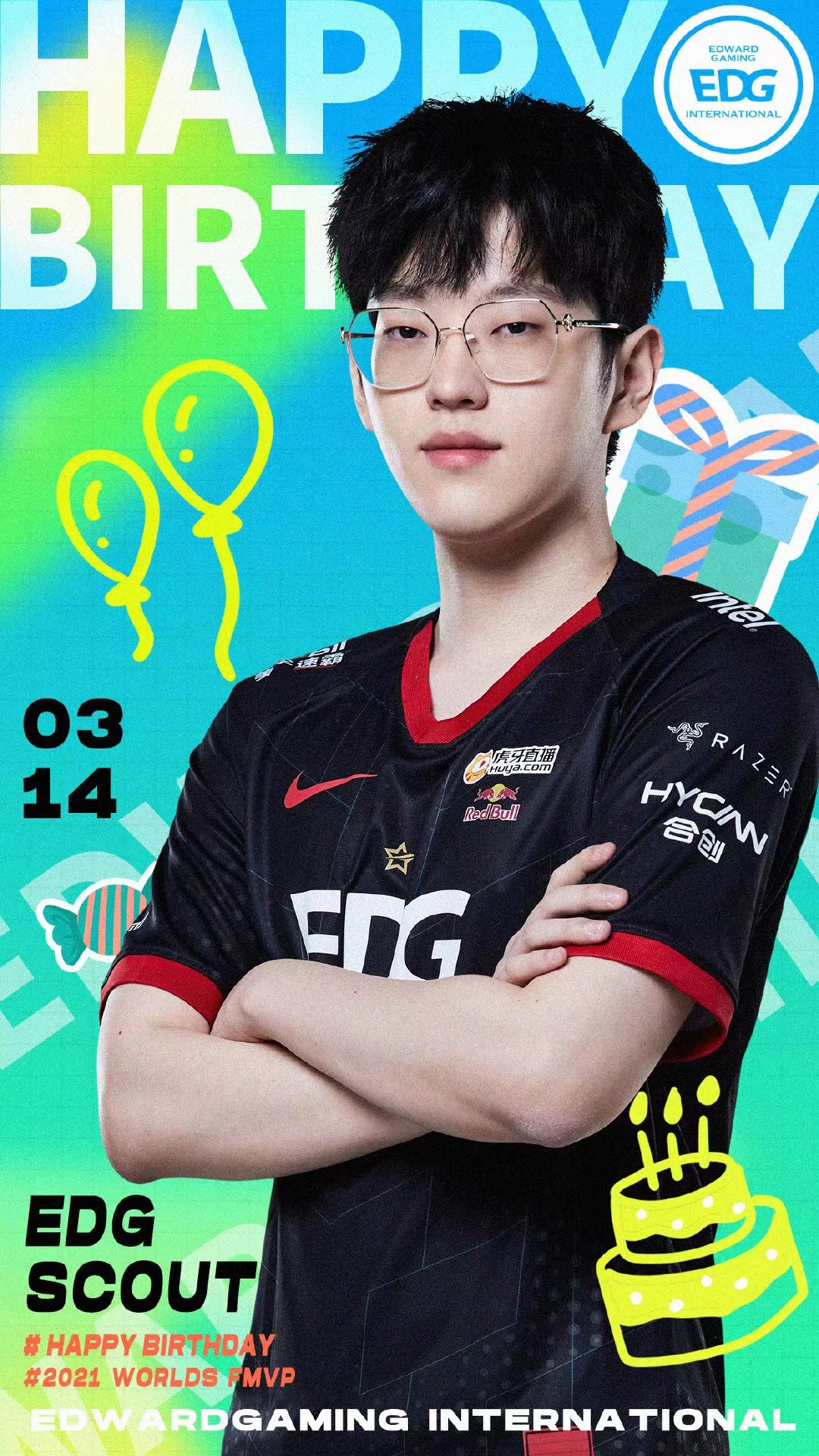 今天是edg电子竞技俱乐部中单选手scout的生日