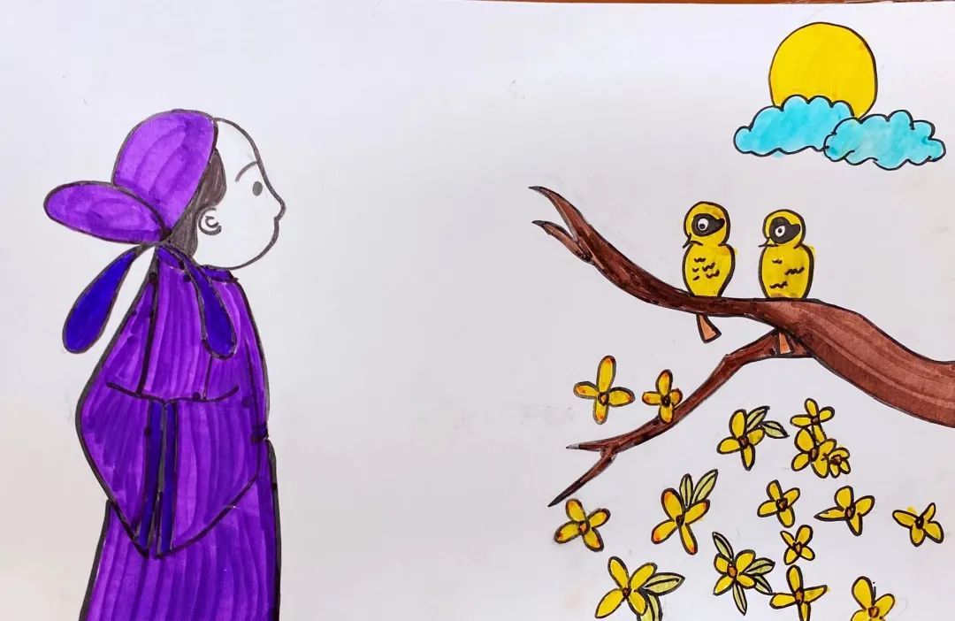 萌宝学诗丨读诗画诗唱诗尽在小图姐姐的鸟鸣涧中