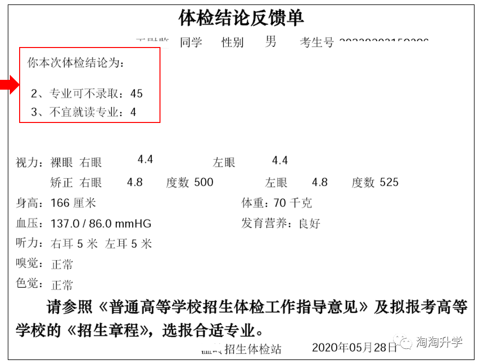 2022高考体检读懂体检结论反馈单明确体检结论对专业选择的影响