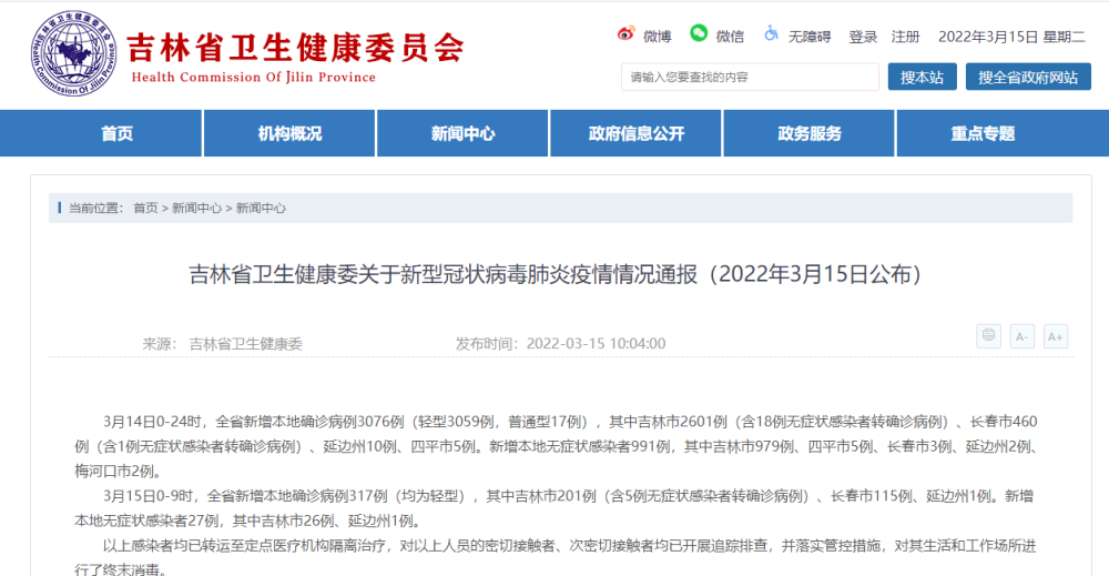 吉林省新增本土确诊317例、无症状感染者27例休闲区蓝鸢梦想 - Www.slyday.coM