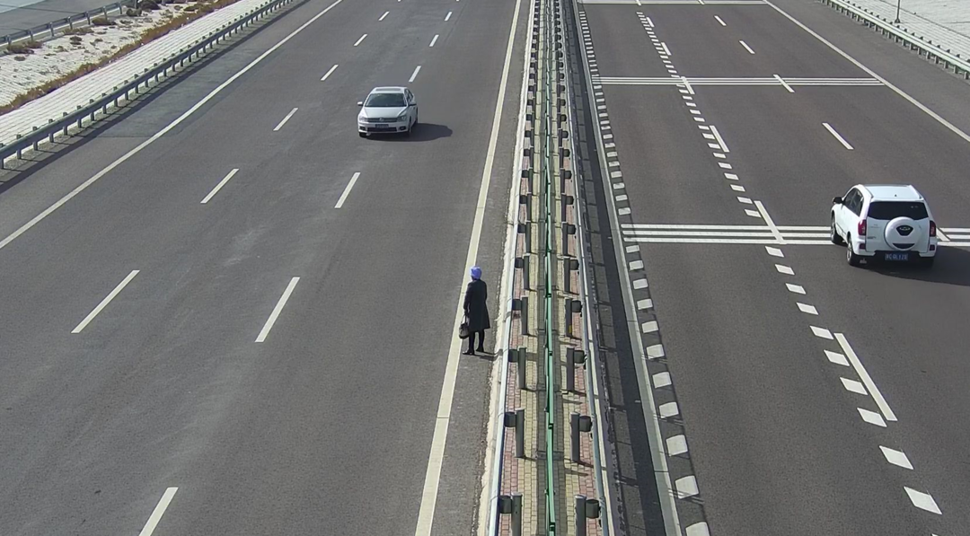 监控实拍女子在高速公路施展跨栏绝技无惧车流呼啸而过