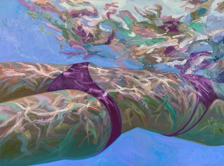 粗糙的大笔触画出水下的泳装美女给人一种超写实的感觉