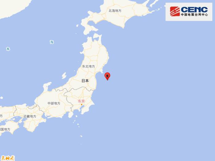日本3月16日强震位置示意图。图片来源:中国地震台网速报微博截图。